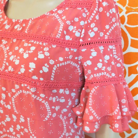 Free People Pink Floral Ruffled Dress 4 - Picture 2 of 3